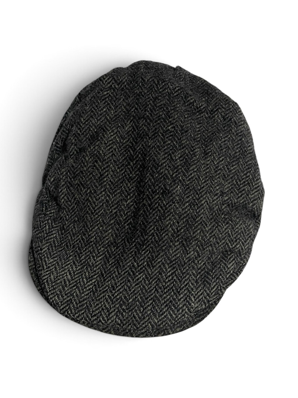 Men's Charcoal Herringbone Flat Cap